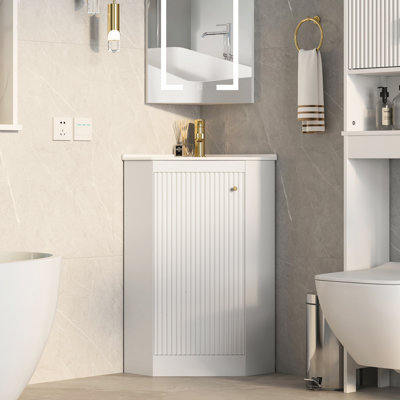 24'' Corner Single Bathroom Vanity Set With Sink Top