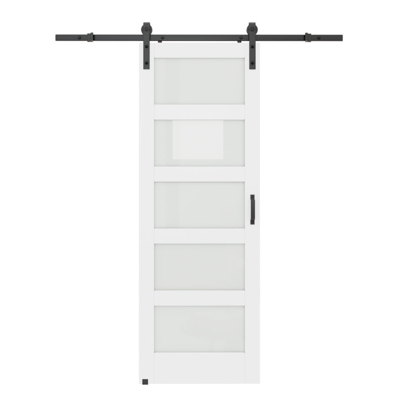Soft closing inculding 84"Height 5-Lites Glass Sliding Barn Doors with Installation Hardware Kit, 30" x 84"