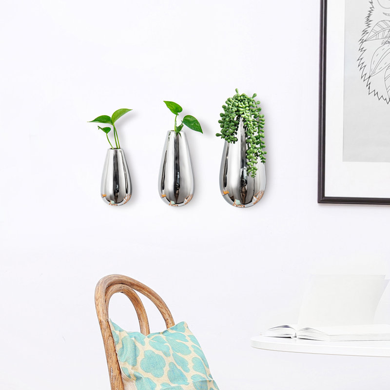 Ceramic Wall Planter, Silver