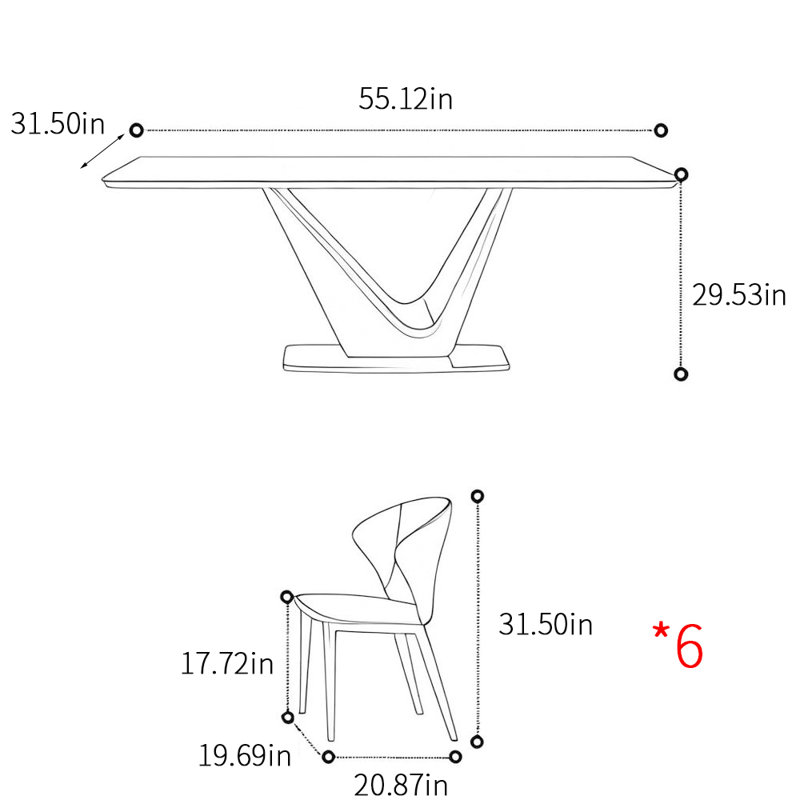 Ensembles de table de salle à manger modernes et simples de style italien