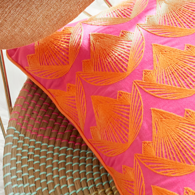 Rochelle Porter Lotus 20x20 Decorative Pillow, Orange/Pink