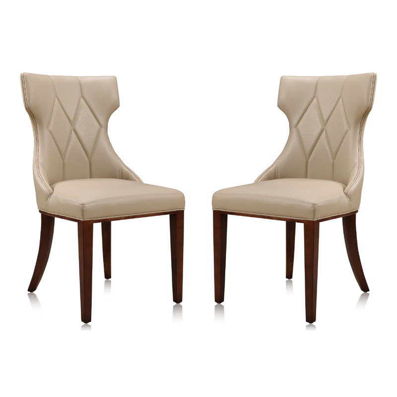 Reine Velvet Upholstered Solid Wood Side Chair, Cream