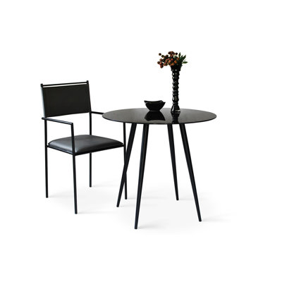 Merlene Round Glass Top Dining Table with Steel Base