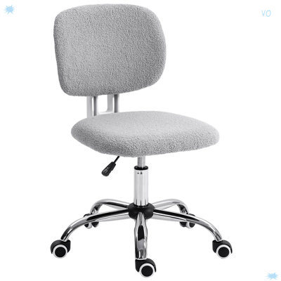Mignon fauteuil de bureau sans accoudoirs, fauteuil de bureau en tissu polaire Teddy, fauteuil de bureau