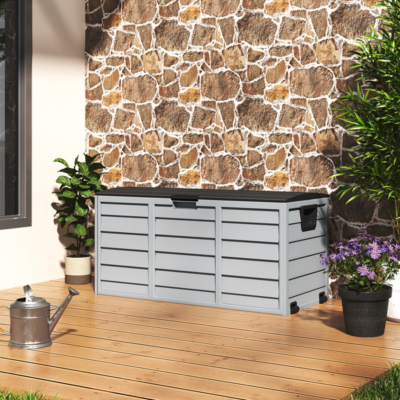Plastic Garden Storage Box with Wheels, Black