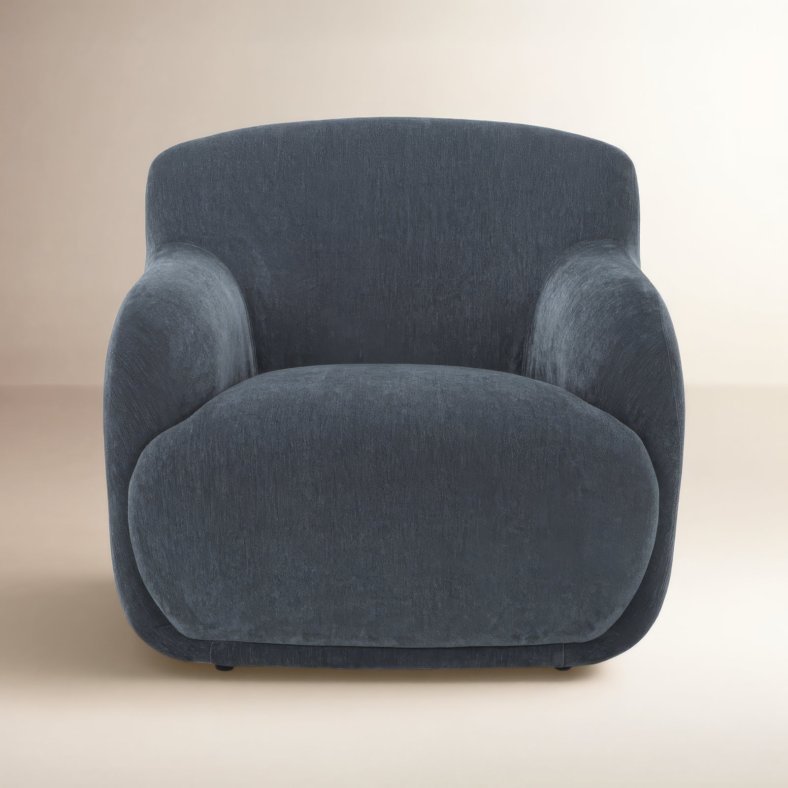 Laci Pine Lounge Chair, Slate Blue Chenille