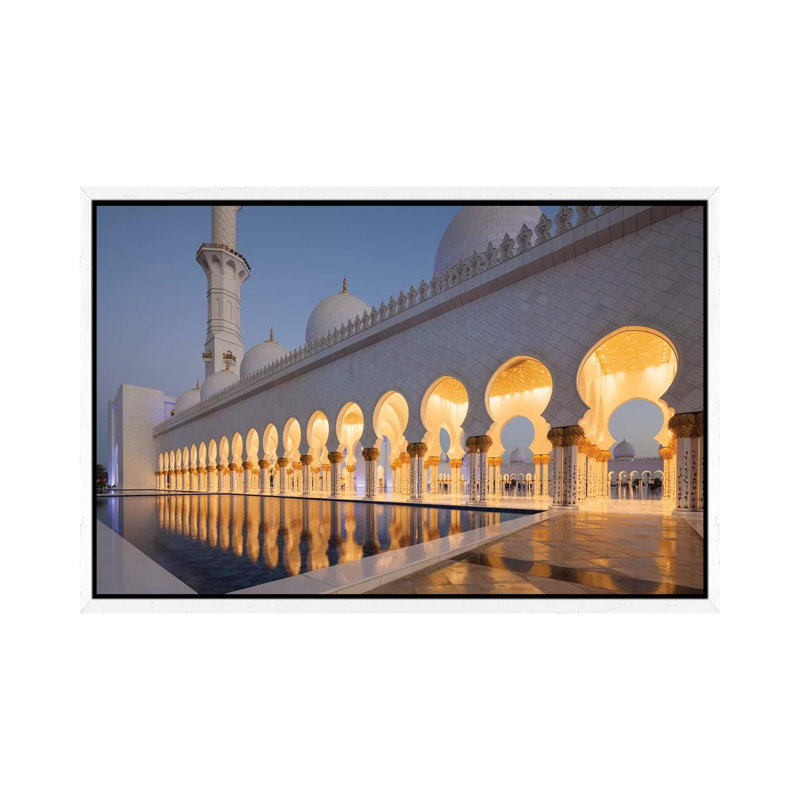 UAE, Abu Dhabi. Sheikh Zayed Bin Sultan Mosque II by Walter Bibikow - Print on Canvas, 152.5 cm H x 101.5 cm W, White Framed