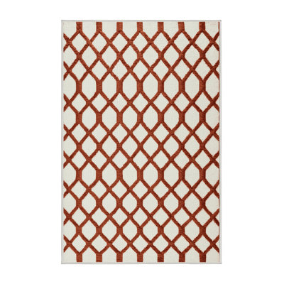 Machine Washable Trellis Beige Area Rug