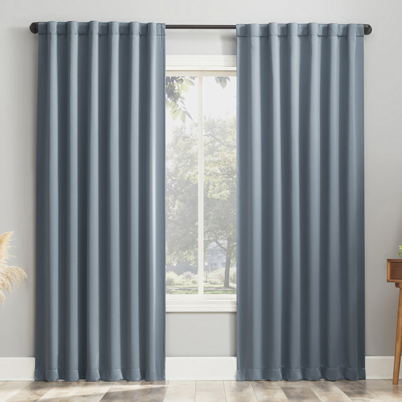 Paire de rideaux 100% occultant Aria, L 52 po x L 96 po, Bleu denim