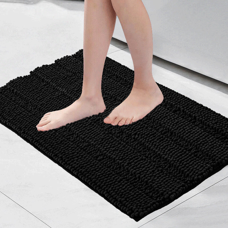 Tapis pour salle de bain Faddis, Simple - L 60 po x l 24 po, Noir, noir, noir, noir