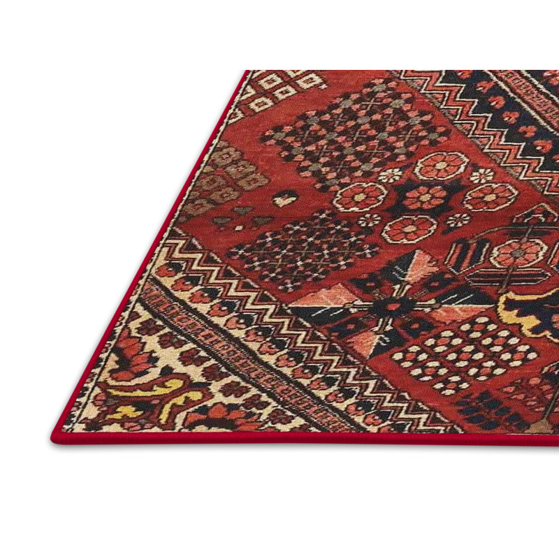 Tapis rouge/vert traditionnel, Rectangle 5 pi x 7 pi