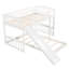 Lit simple superposé au-dessus en blanc, équipé d'une glissade et d'un côté, structure en pin massif, peu encombrant pour la maison, style gris, lit à 18 lattes de soutien, structure à finition blanche, chambres à coucher efficaces,