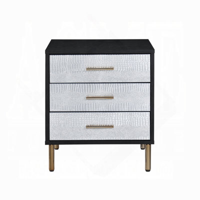 Black, Silver & Gold Finish Nightstand