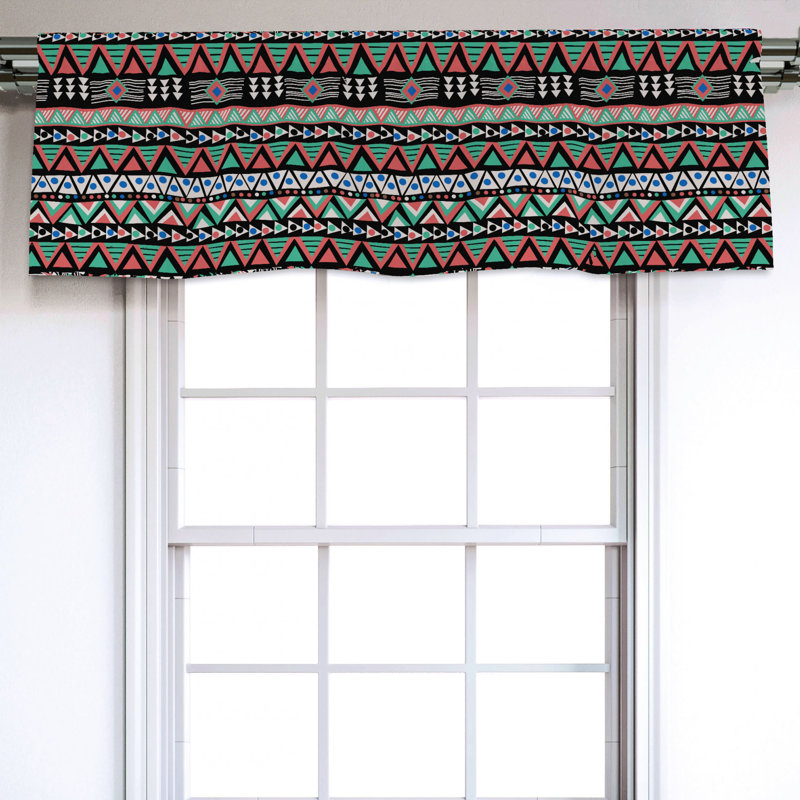 Sateen Geometric Ruffled Window Valance