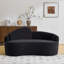 Canapé compact en chenille noir à deux places, style rétro pour petits espaces