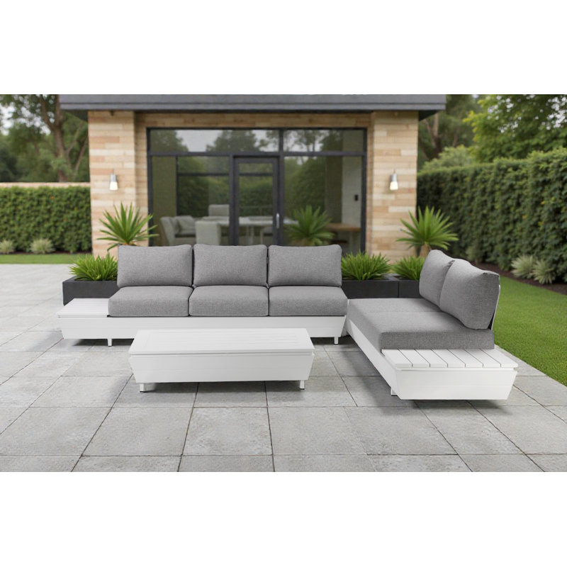 Yacht 3 Piece Outdoor Sectional Grey, Gray