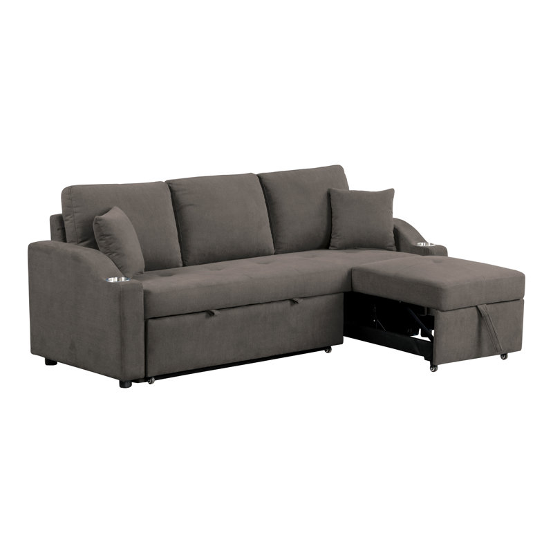 Canapé-lit modulaire avec porte-gobelets Nyric, Polyester gris