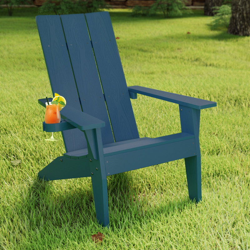 Chaise Adirondack en plastique / résine Harlean, Bleu marine