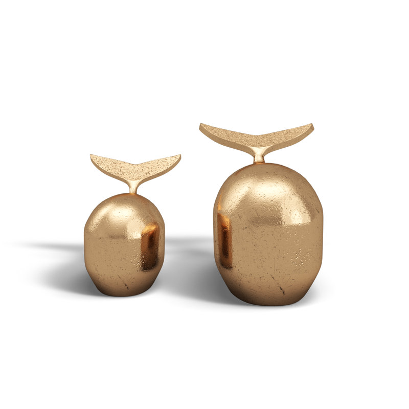 Lychee Set of 2 Moby Sculptures, Gold