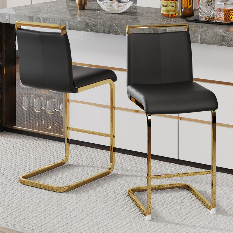  Tabouret de comptoir 25 po Jeileen (ensemble de 2), Noir