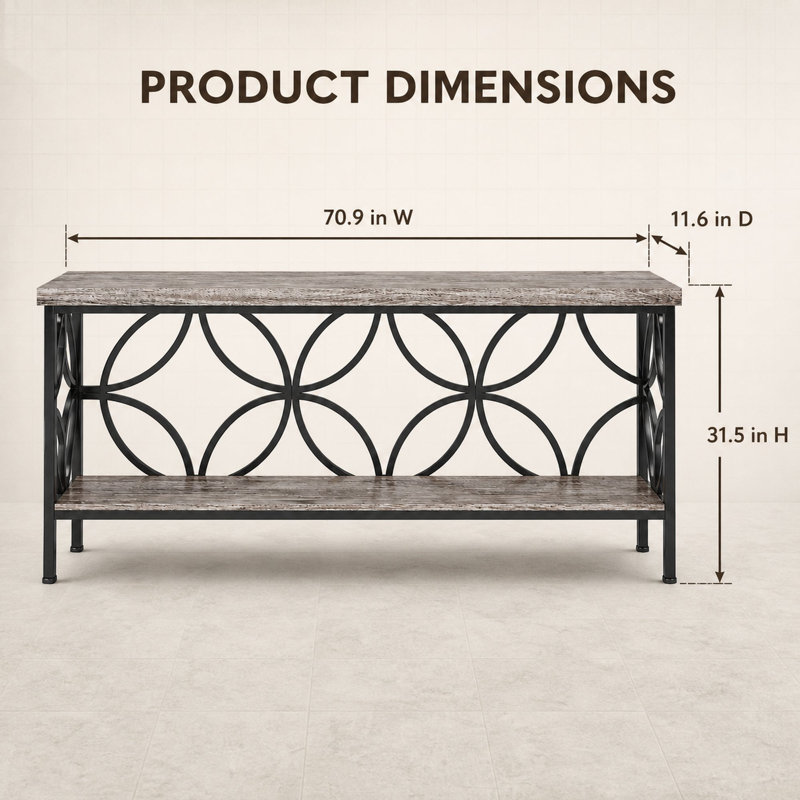 Table console étroite de 70,9 pouces, Gris, Gris, Gris