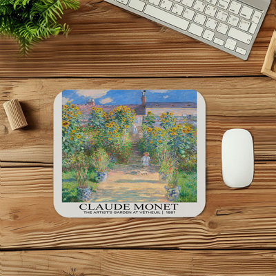 Landscape & Nature Claude Monet The Artist's Garden at Vetheuil Country Landscapes Gaming Cute Office Laptop Desk Pad Gift Mat Square Rectangle Non-Slip Mousepad