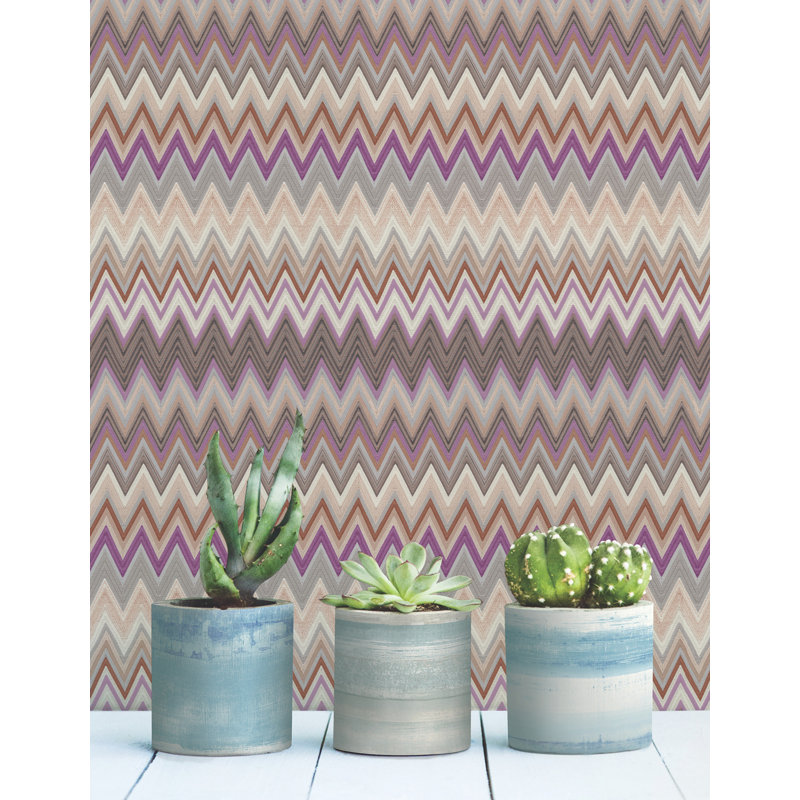 Papier peint adhésif zigzag blanc, Mauve