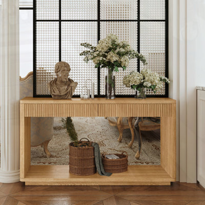 60" Modern 2-Drawer Fluted Console Table