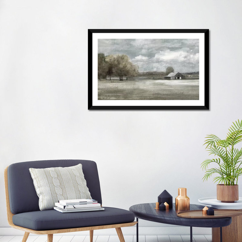 " Country Quiet " by Nan, 24" H x 32" W x 1" D, Black Framed