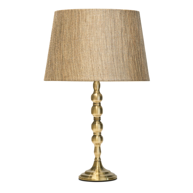 Waukena 50cm Candlestick Table Lamp, Beige/Brown/Gold, Gold, 50cm H x 30cm W x 30cm D