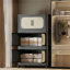 Retro Black, armoire de rangement pliante latérale de 20 po de large, 4 niveaux, 19,69 po x 11,81 po x 40,55 po, bacs de rangement pliables avec porte magnétique, armoire de rangement en plastique avec roues-411762096-414929165