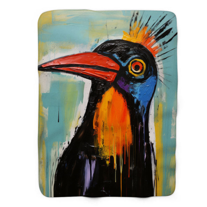 Cubist Animals - Couverture sherpa de qualité supérieure 1 pièce, Lit simple