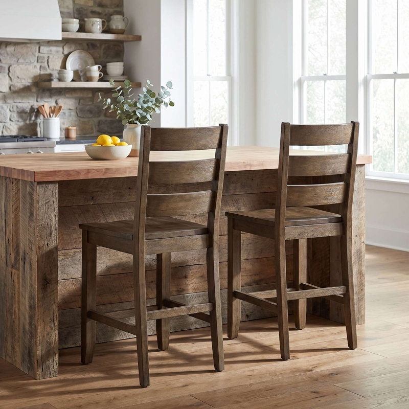 Ensemble de 2 tabourets de bar Sierrafina, Bois brun foncé