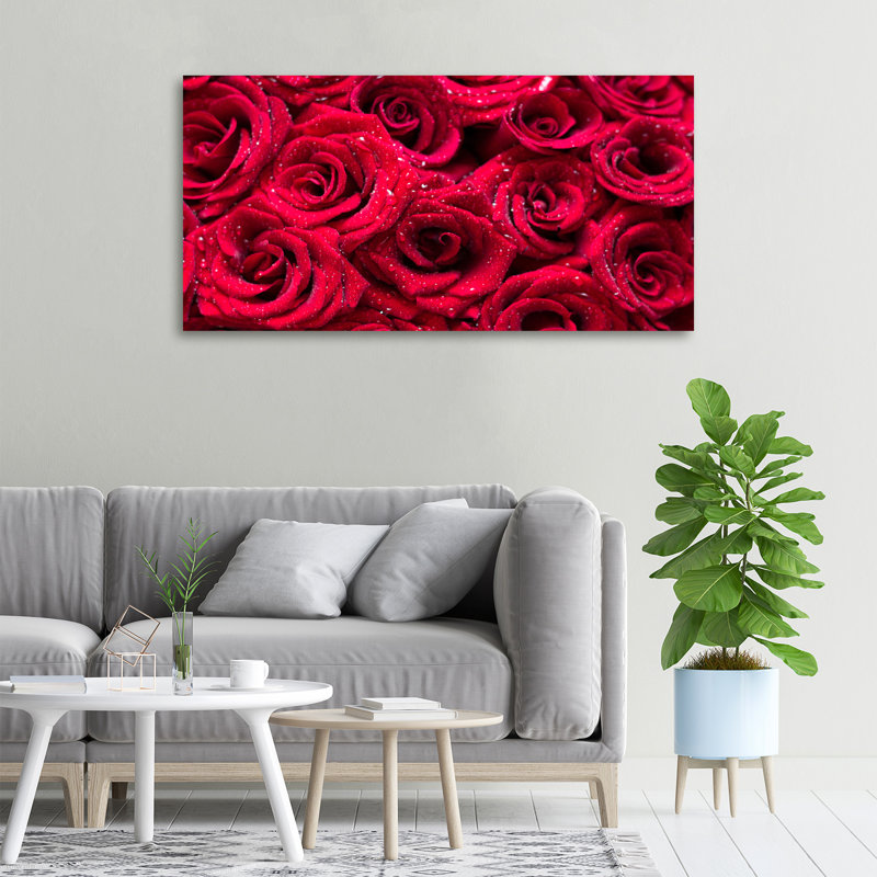 Drops On Roses - No Frame Print on Canvas