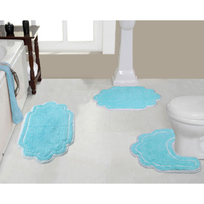 Ensemble de tapis de bain en coton Dobrinka, lavable à la machine, à séchage rapide, absorbant - ensemble de 3 pièces avec contour