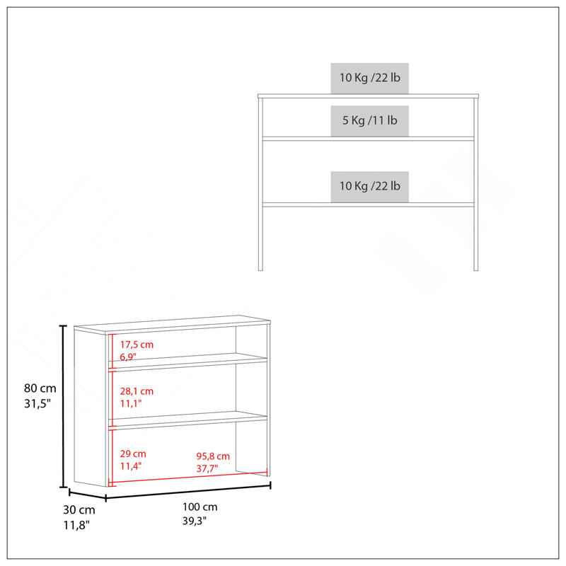 Console blanche avec rangement ouvert, Blanc
