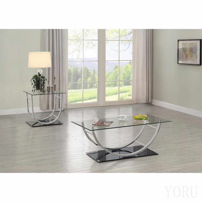 Chrome 2-Piece Glass Top Coffee Table Set