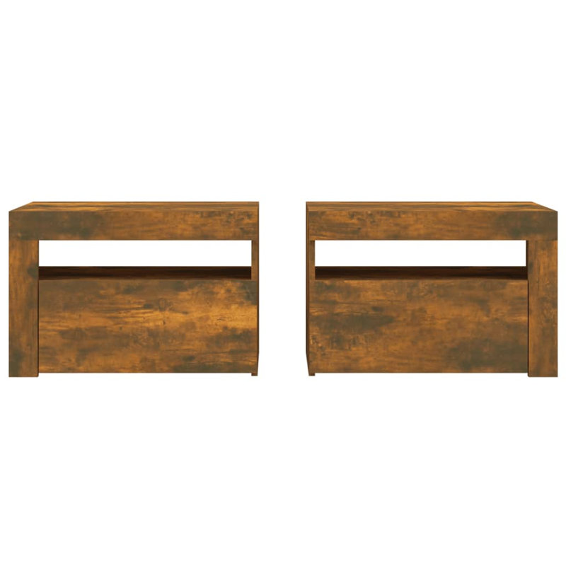 Aamirah 60cm W Manufactured Wood Bedside Table, Smoked Oak