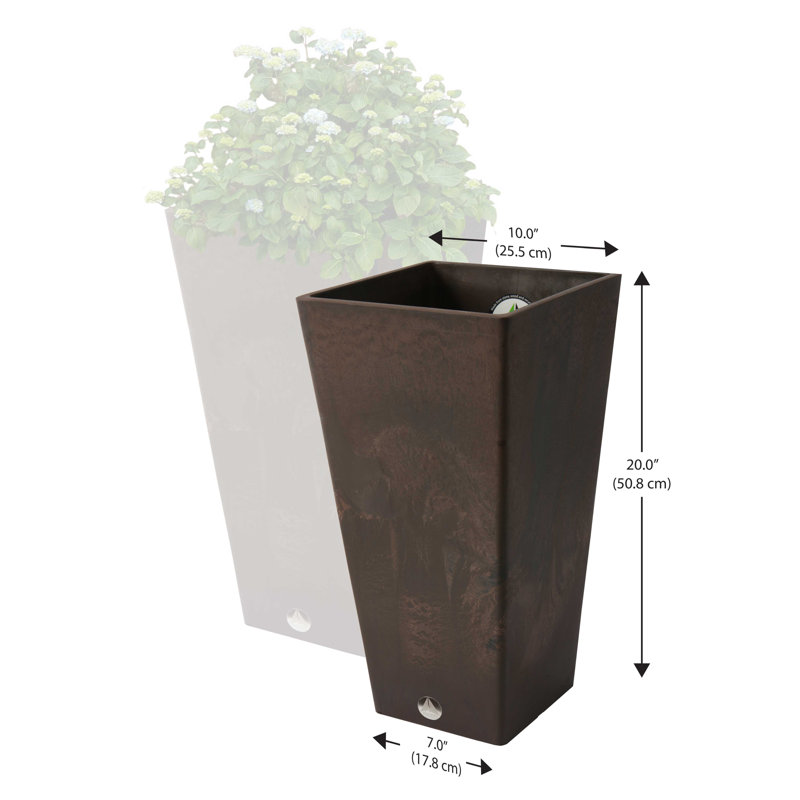 Cara Composite Pot Planter Set with Water Trays, Brown