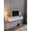 Meuble télé 47 po flottant ultrabrillant avec rangement à 3 portes, blanc-2032050184