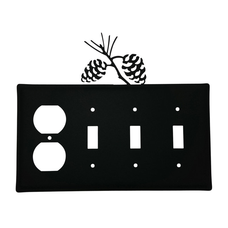 Pinecone 4-Gang Duplex Outlet / Toggle Light Switch Combination Wall Plate