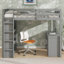 Lit mezzanine élégant avec échelle, tablettes et bureau-129858122