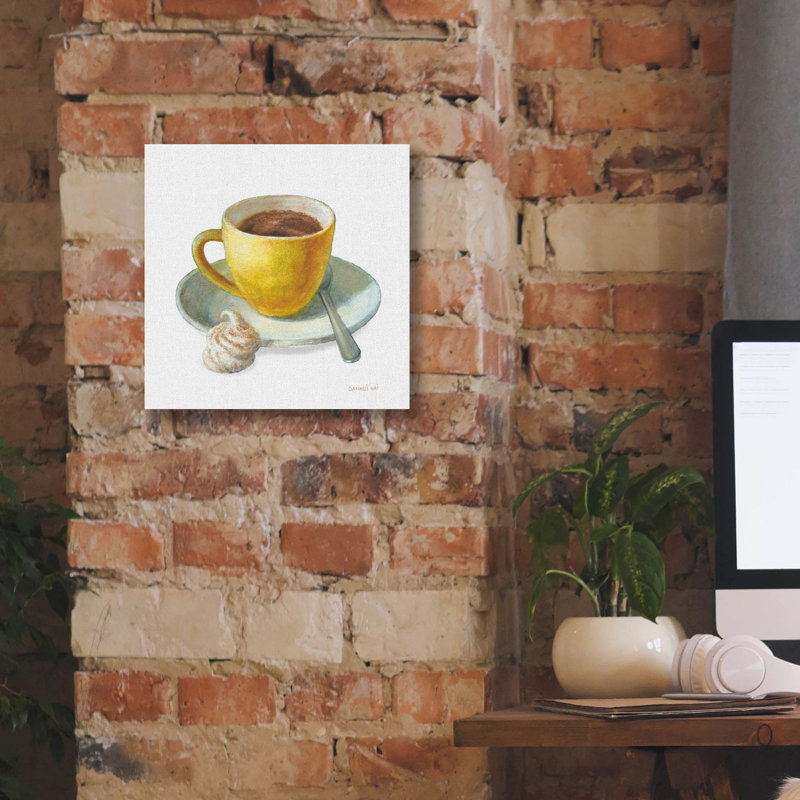 «Wake Me Up Coffee 4 Linen» par Danhui Nai, art mural sur toile, H 12 po x l 12 po