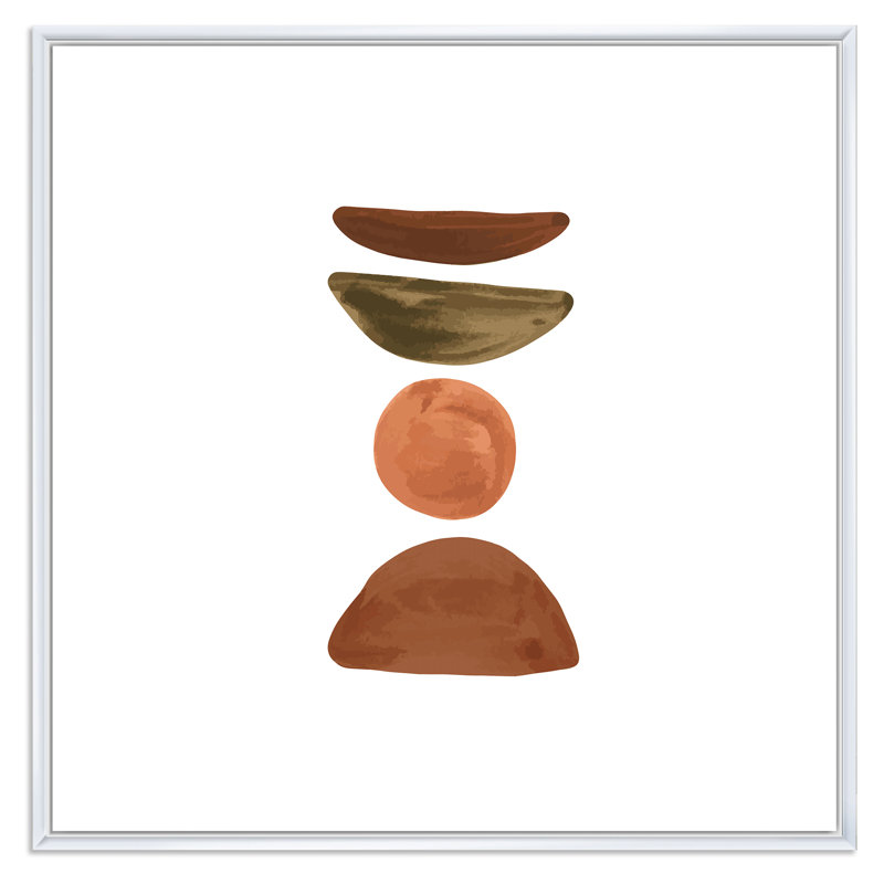 Minimal demi-lune et orange pleine lune - Impression sur toile, H 16 po x l 16 po x P 1 po, Cadre flottant blanc