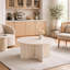 Modern Travertine Finish Square Coffee Table 70cm