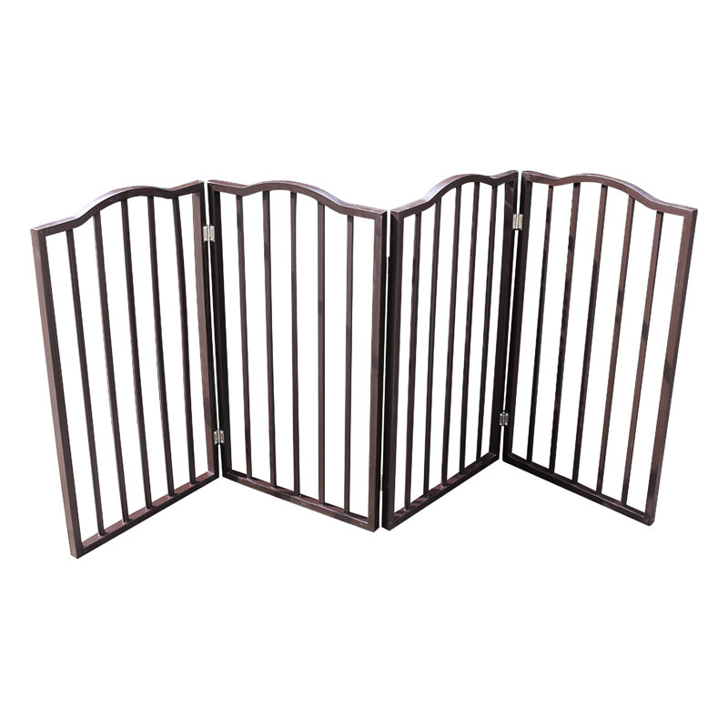 Barrière pour animaux de compagnie en brun foncé - autoportante, pliante pour les escaliers protège votre maison et garde les portes autoportantes organisées pour maintenir un environnement propre
