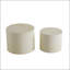 Ensemble de 2 tables basses gigognes beiges en faux marbre, tables d'appoint rondes rondes modernes en bois pour petits espaces de salon
