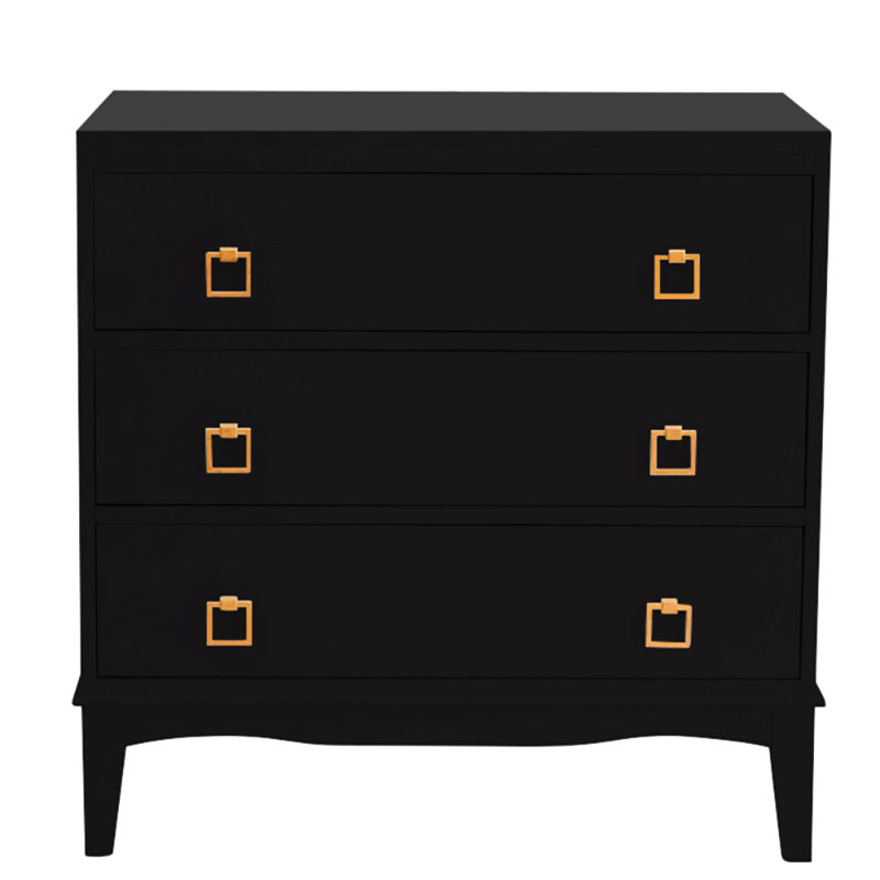Jackson 3-Drawers Cabinet In Antique White, Tricorn Black