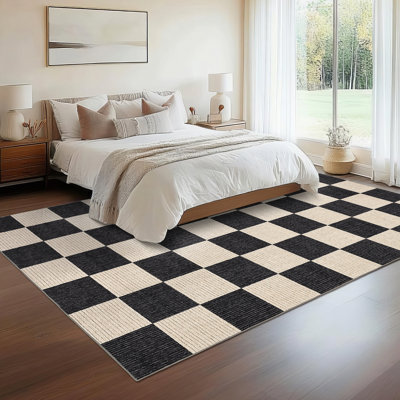 Tapis lavable en damier avec envers antidérapant