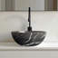 Lavabo de salle de bain en céramique 14 "avec motif de pierre, sans robinet, noir mat 14"